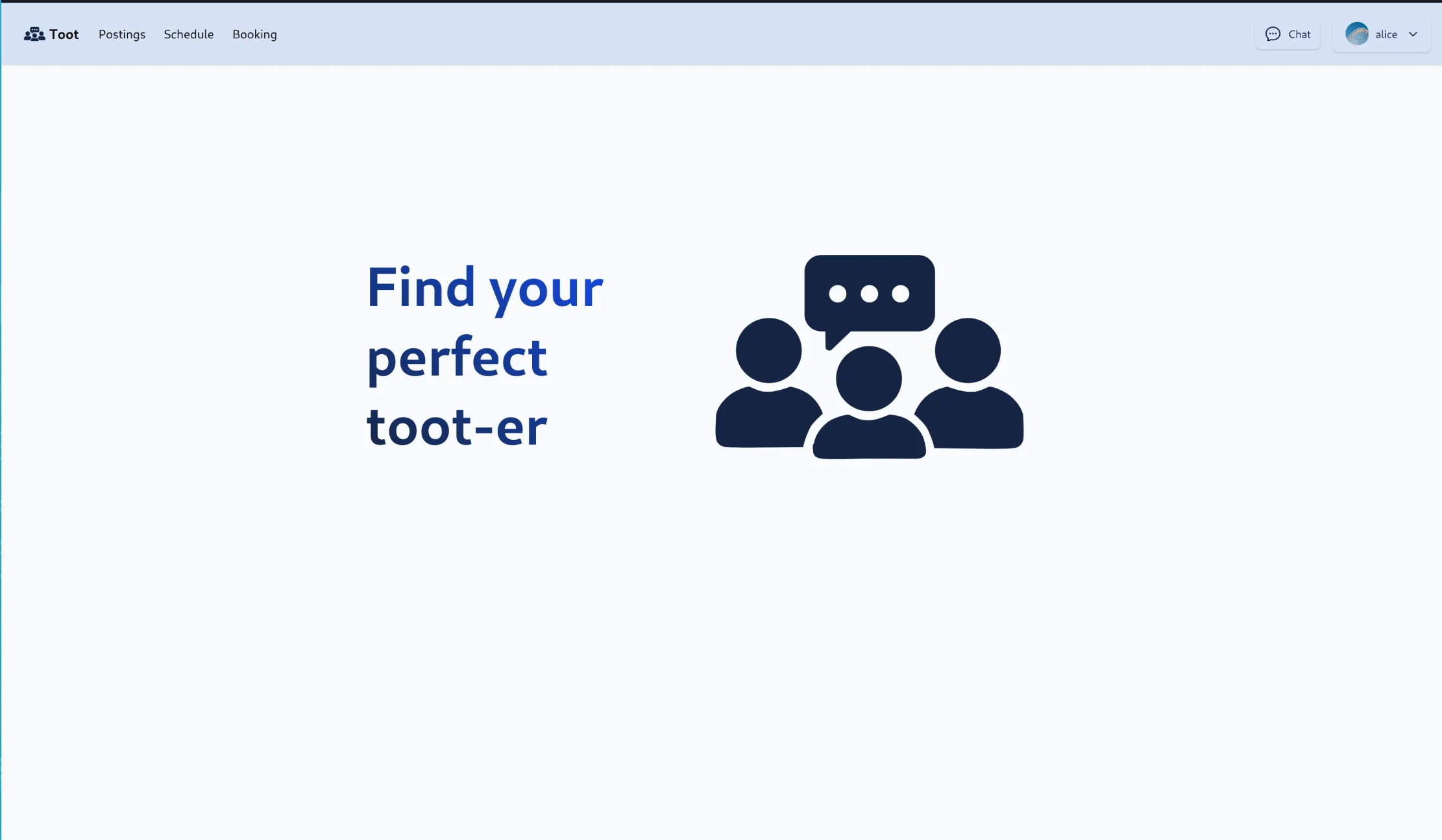 Toot application homepage